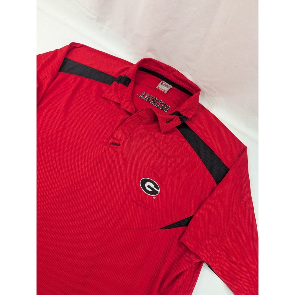Vintage Nike Team Georgia Bulldogs Red Knit Polo‎ Shirt  XXL  Embroidered*Read